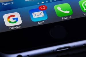 Email icon with an alert for 20 unread emails