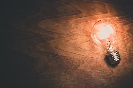 Lightbulb on a wooden table